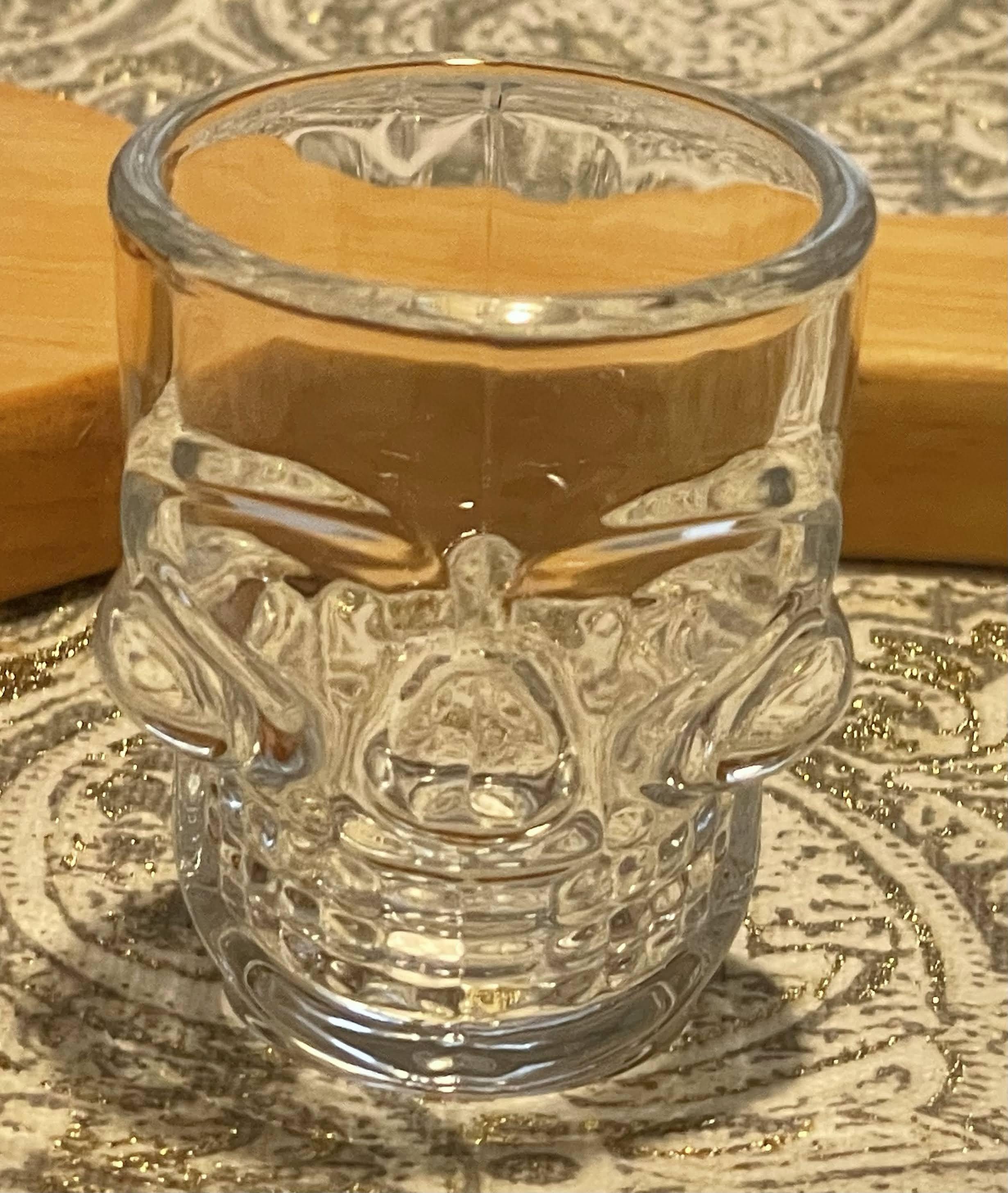 Whiskey flight with skull glasses